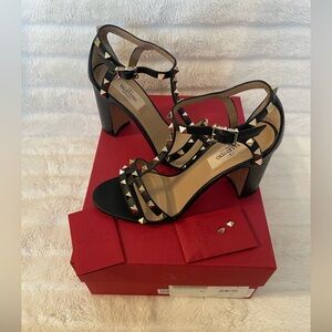 Valentino rock stud sandals, black leather, size 36.5